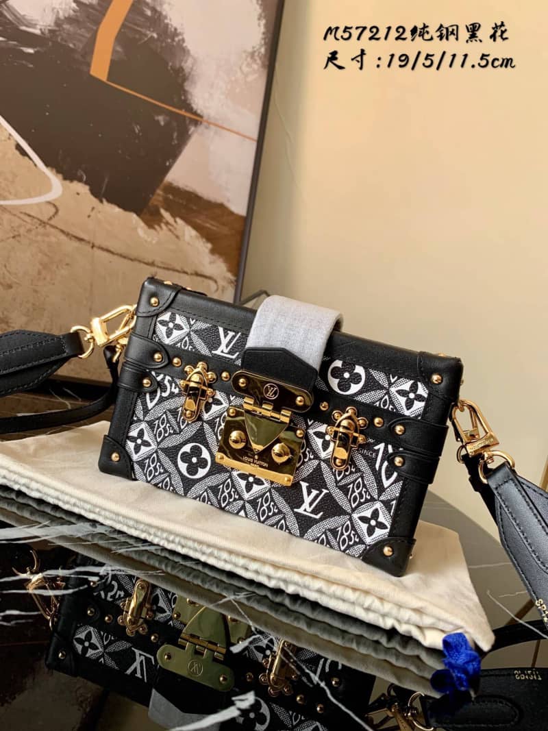 Best Replica Louis Vuitton Since 1854 Petite Malle Replica Bag Black M57212 - Colareps