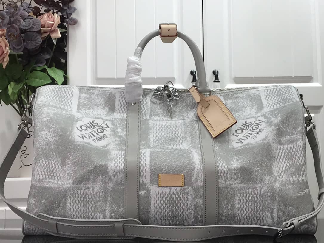 Best Replica Louis Vuitton Keepall Bandoulière 50 Travel Bag Replica Gray N50069 - Colareps