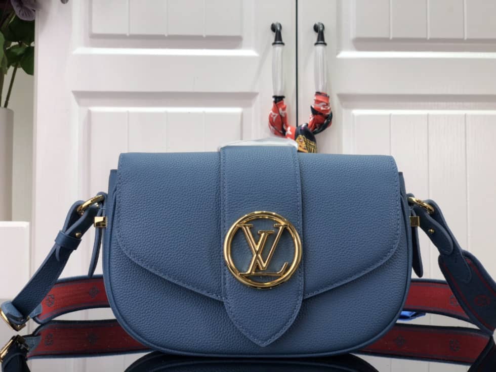 Best Replica Louis Vuitton Pont 9 Soft MM Grained Calfskin Blue M58967 Replica Crossbody Bag - Colareps
