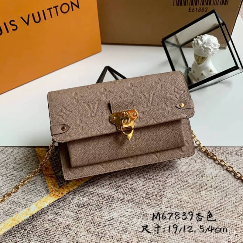 Best Replica Louis Vuitton Monogram Empreinte Vavin Chain Long Wallet Replica Apricot M67839 - Colareps