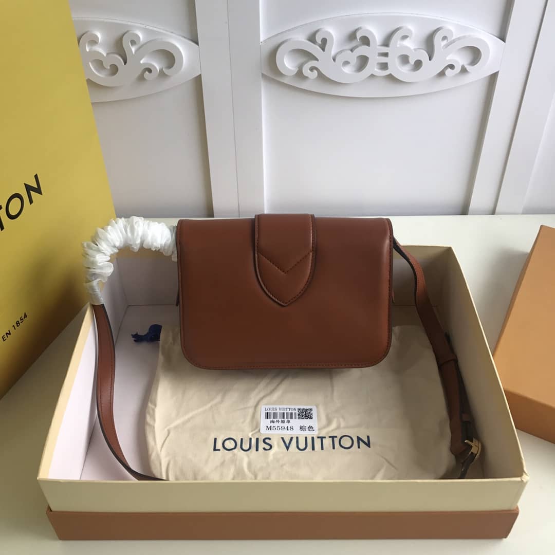 Best Replica Louis Vuitton Pont9 Neuf Leather Replica Shoulder Bag Brown M55948 - Colareps
