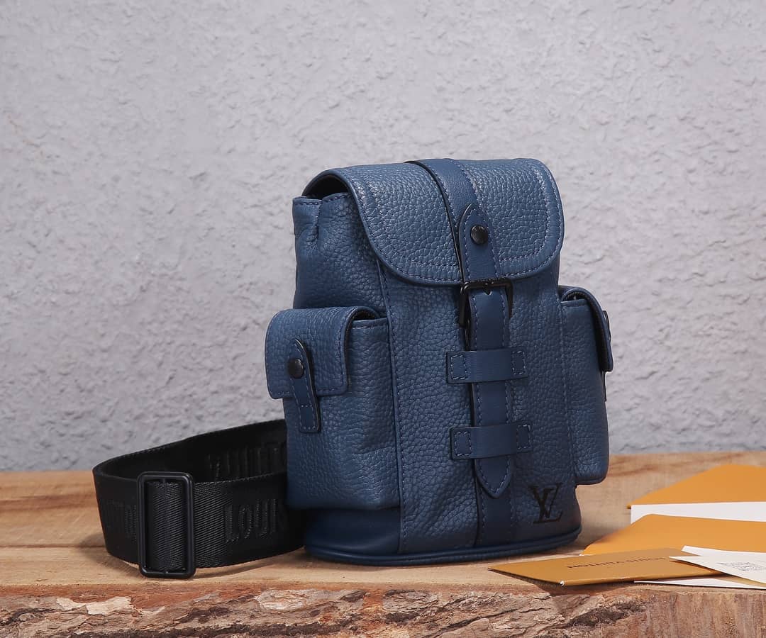 Best Replica LV Backpack Replica Taurillon Leather Christopher XS Navy Blue M58494 - Colareps