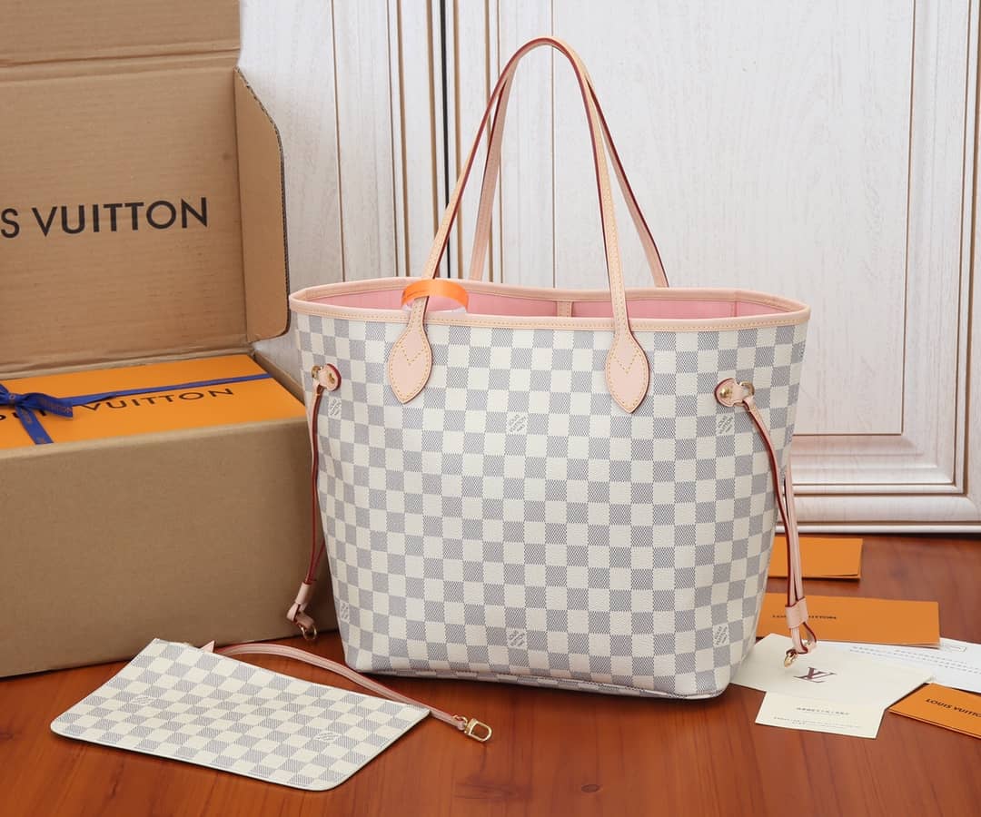 Best Replica Louis Vuitton Neverfull Dupe MM Damier Azur Tote N41361 - Colareps