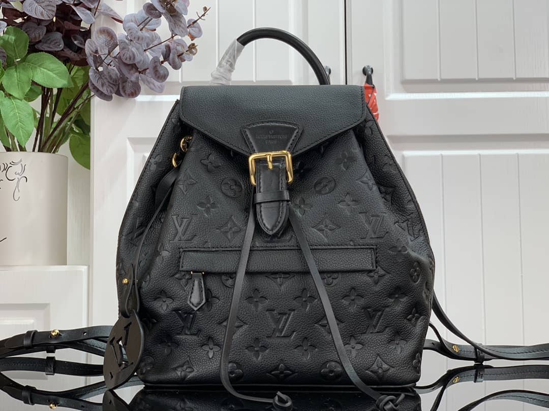 Best Replica Louis Vuitton Ann Platt Montsouris PM Noir Leather Replica Backpack Black M45205 - Colareps