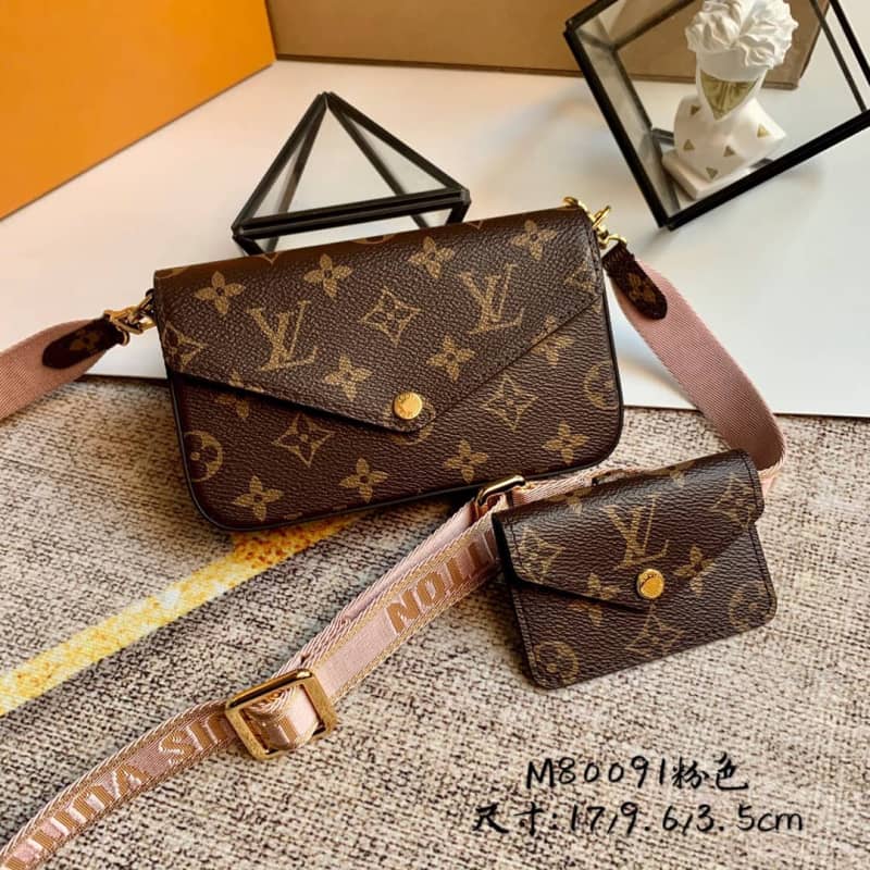 Best Replica Louis Vuitton Monogram Multi Pochette Félicie Replica Shoulder Bag Pink M80091 - Colareps