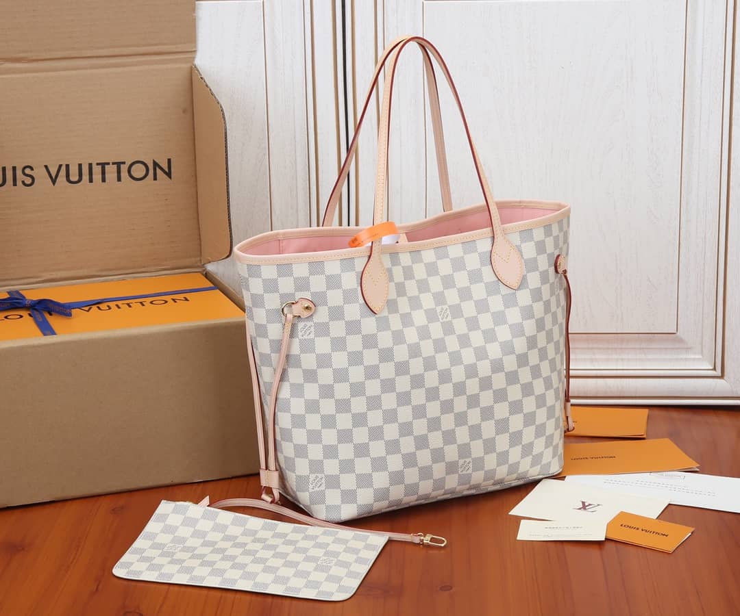 Best Replica Louis Vuitton Neverfull Dupe MM Damier Azur Tote N41361 - Colareps