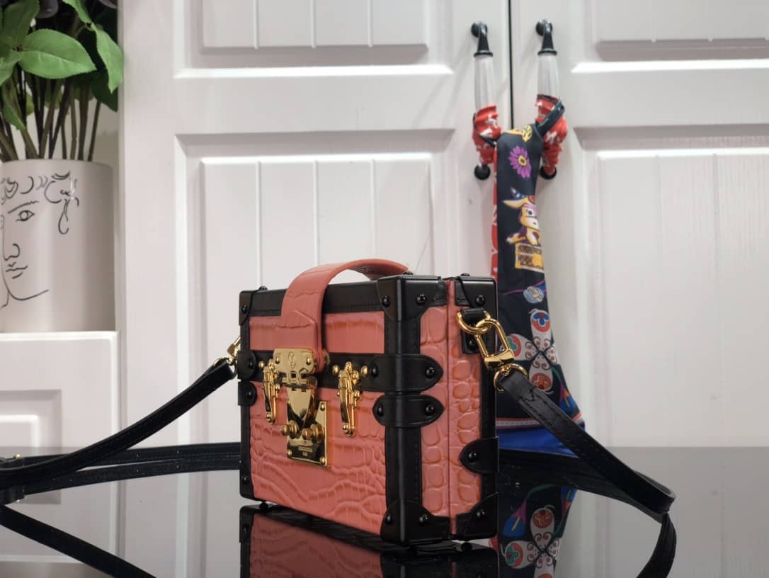 Best Replica Louis Vuitton Petite Malle Brilliant Alligator Leather Replica Handbag Orange N93817 - Colareps