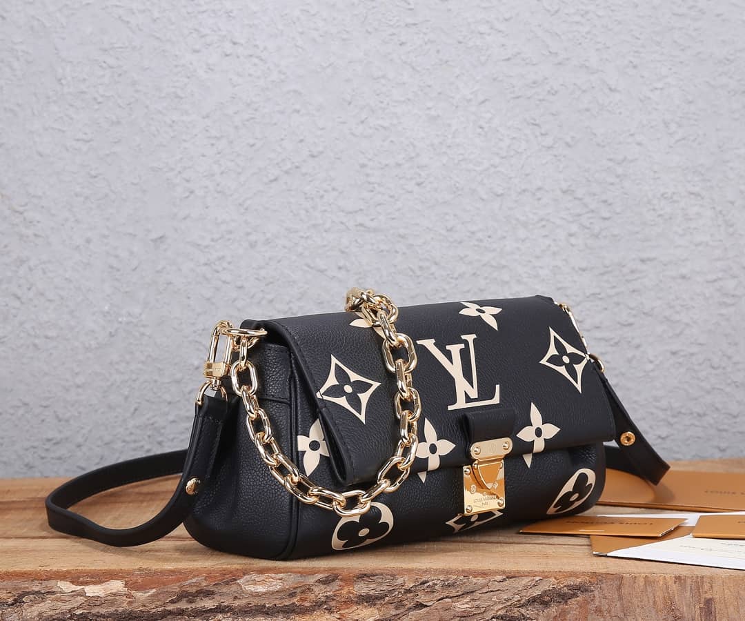Best Replica Louis Vuitton Favorite Shoulder Monogram Empreinte Replica Leather Bag Black M45836 - Colareps