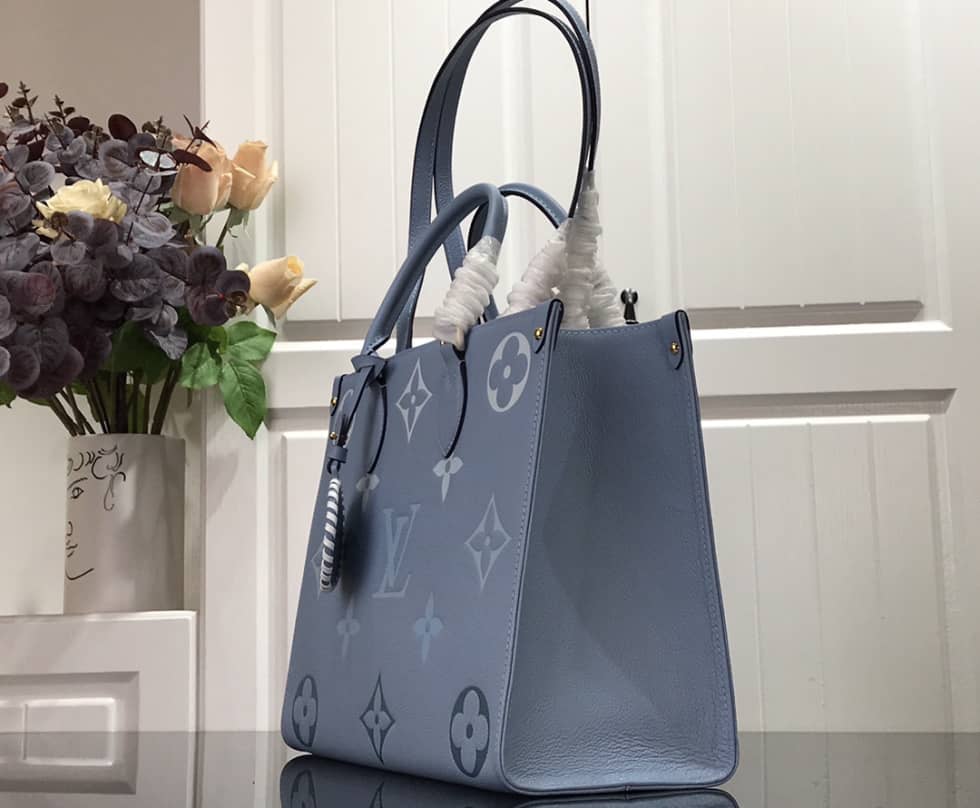 Best Replica Louis Vuitton OnTheGo Monogram Empreinte MM Blue M45718 Replica Tote - Colareps