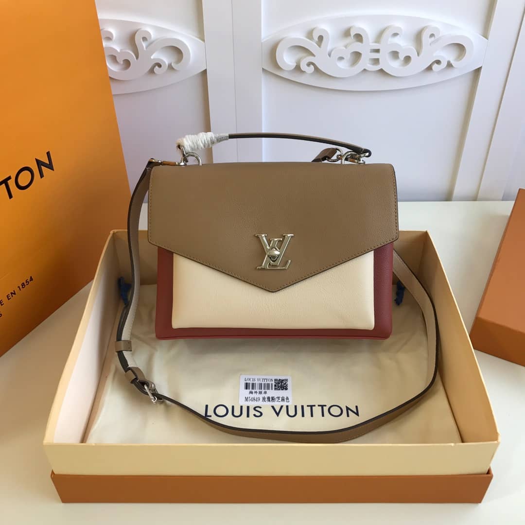 Best Replica Louis Vuitton MyLockMe 2way Leather Grain Replica Satchel Yellow M54849 - Colareps