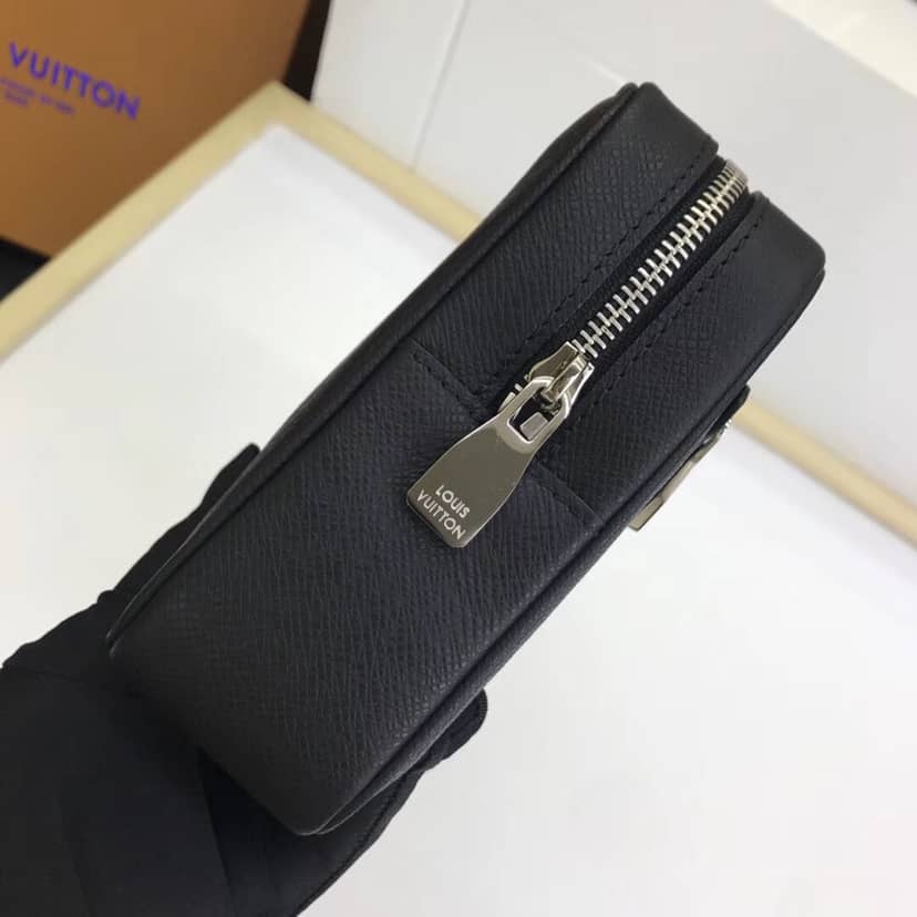 Best Replica Louis Vuitton Kasai Taiga Leather Canvas Replica Clutch Black M33409 - Colareps