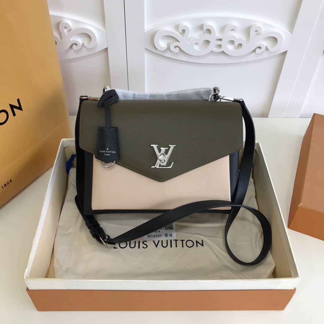 Best Replica Louis Vuitton MyLockMe 2way Leather Grain Satchel Replica Green M54849 - Colareps