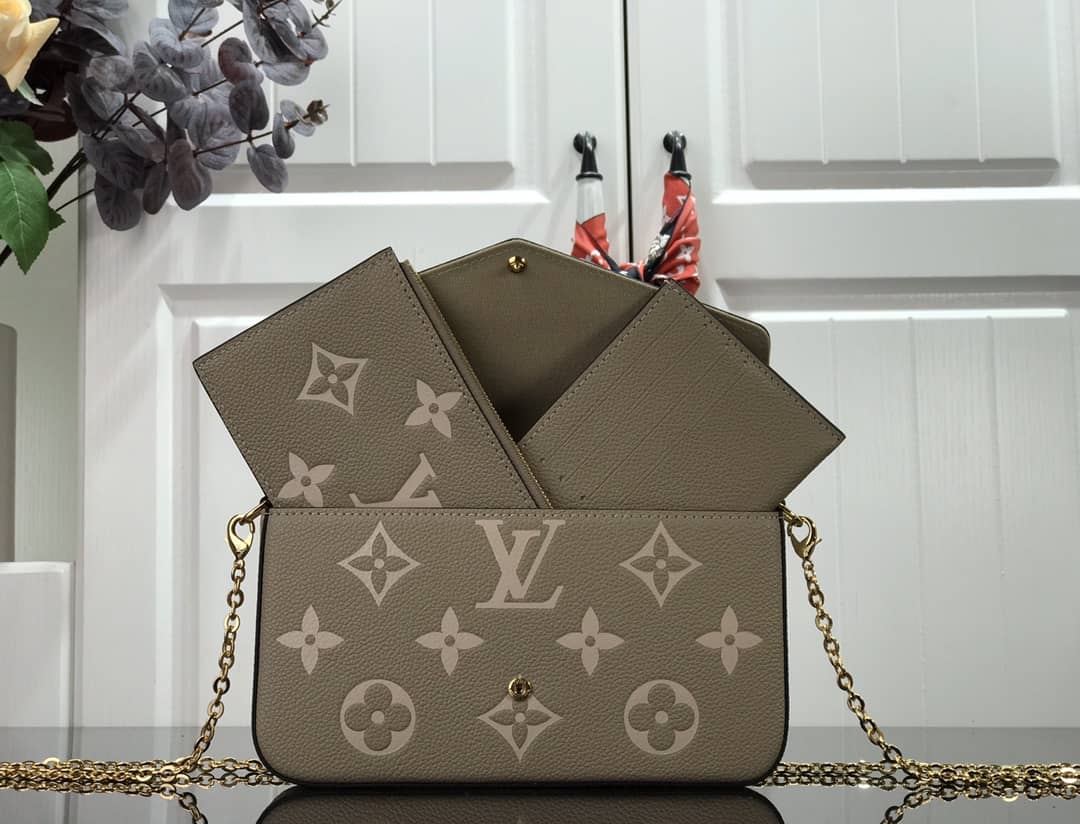 Best Replica Louis Vuitton Bicolor Monogram Empreinte Replica Pochette Felice Gray M69977 - Colareps