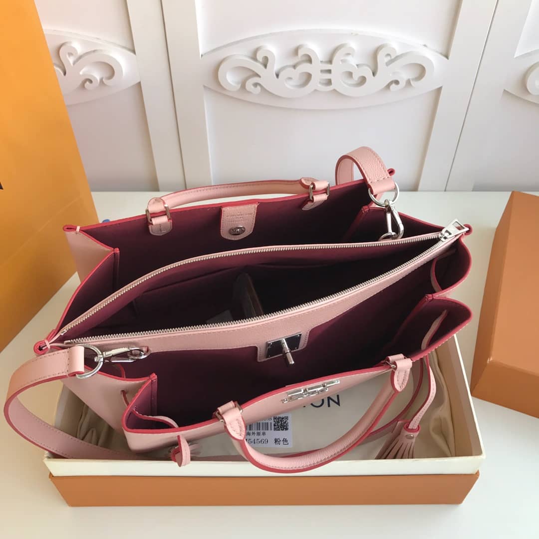 Best Replica Louis Vuitton Lockmeto Tote Leather Tote Replica Pink M54569 - Colareps