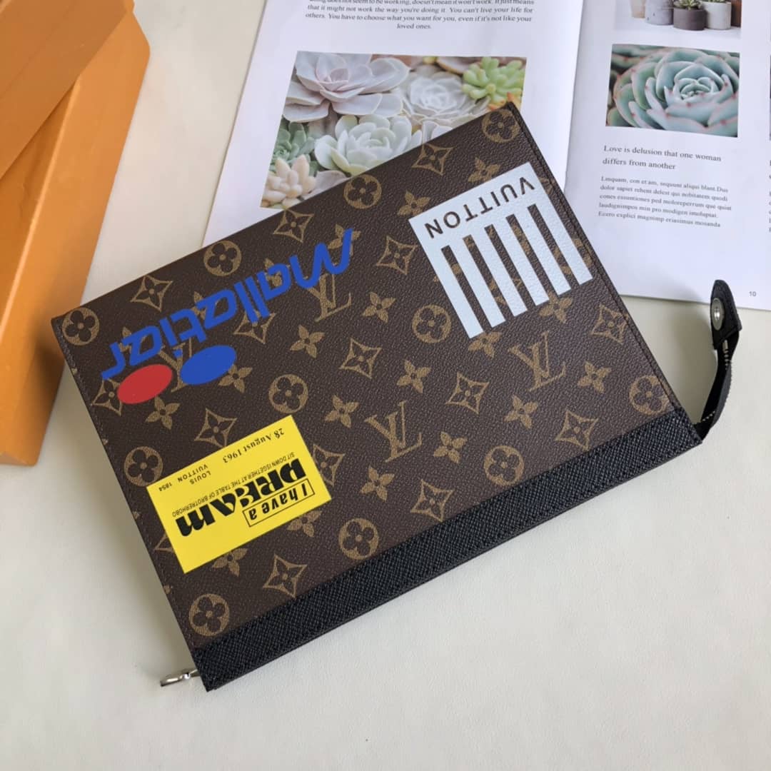 Best Replica Louis Vuitton Monogram Eclipse Canvas Replica Pochette Voyage MM Brown M61692 - Colareps