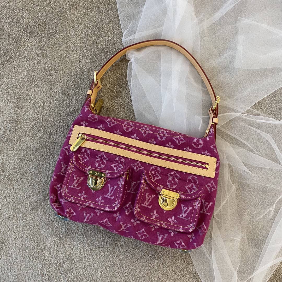Best Replica Louis Vuitton Monogram Denim Baggy PM Bag Replica Pink M44464 - Colareps