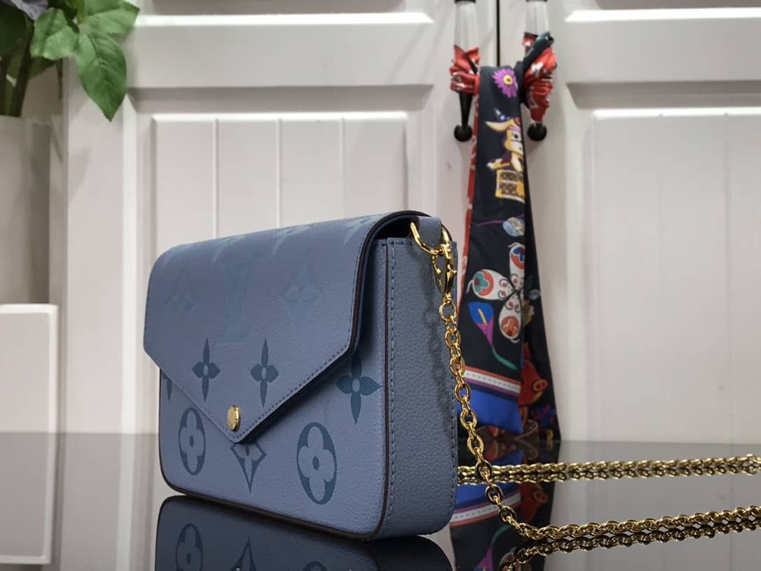 Best Replica Louis Vuitton Monogram Pochette Felicie Replica Bag Blue M80498 - Colareps