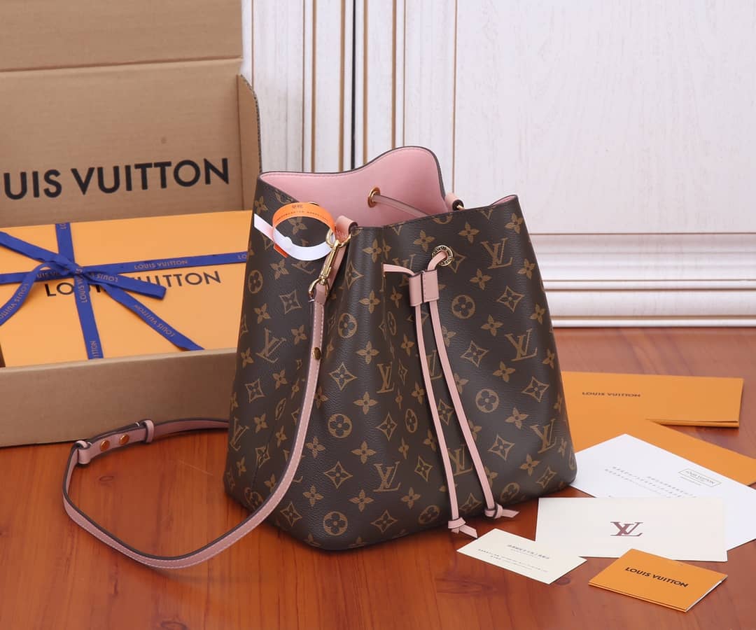 Best Replica Louis Vuitton Neo Noe Monogram Replica Drawstring Bag Pink M44022 - Colareps