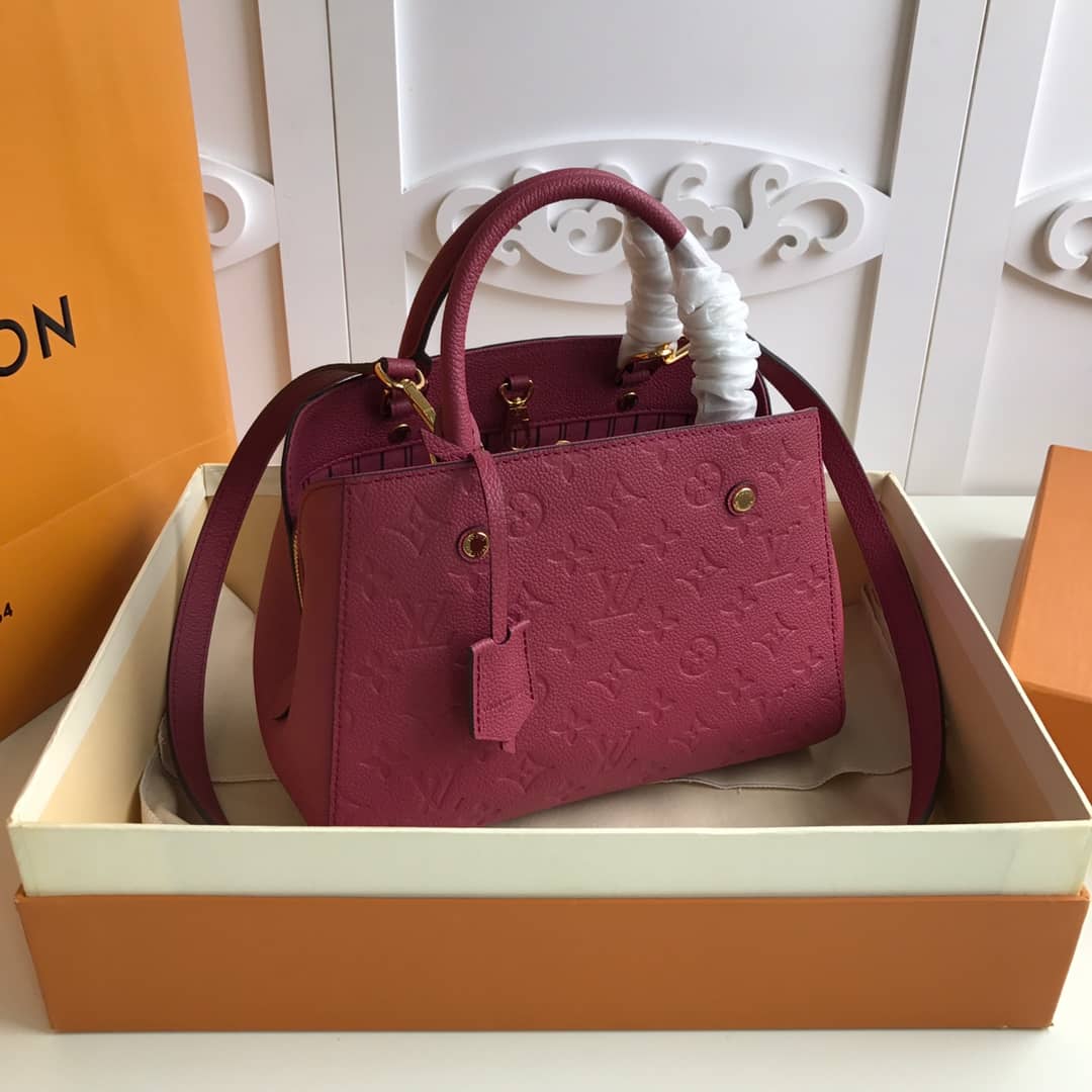 Best Replica Louis Vuitton Monogram Montaigne BB Empreinte Bag Replica Red M41053 - Colareps