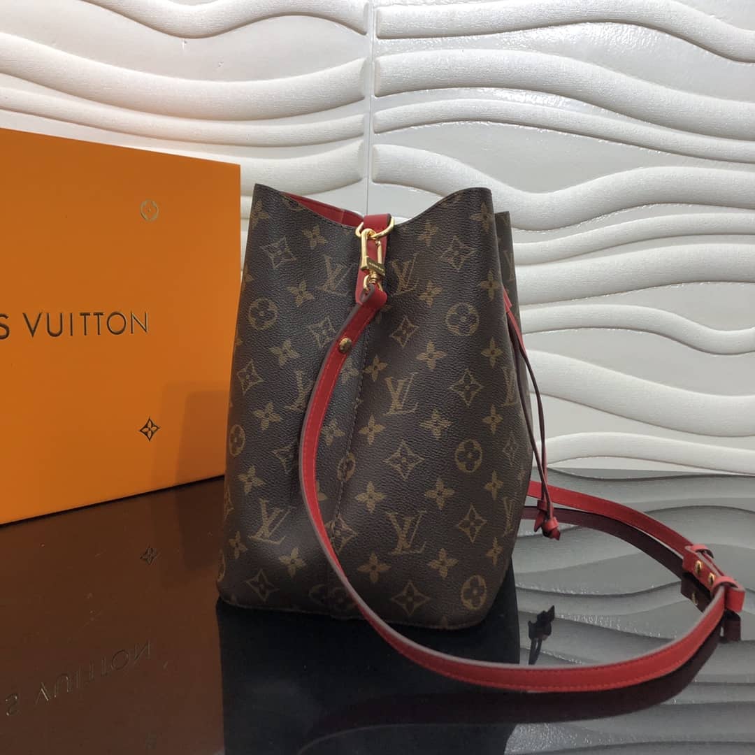 Best Replica Louis Vuitton Neonoe Replica Bucket Bag Brown Red M44020 - Colareps