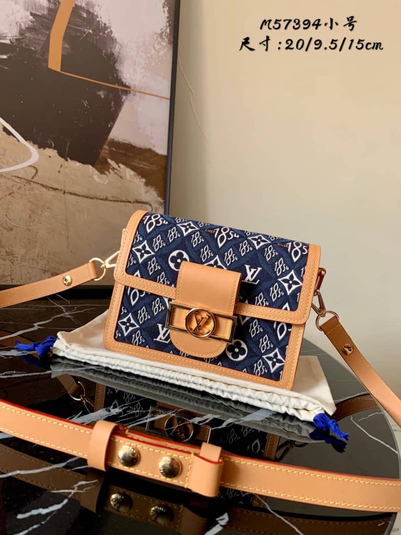 Best Replica Louis Vuitton Since 1854 Jacquard Pattern Dauphine MM Replica Shoulder Bag Blue M57211 - Colareps