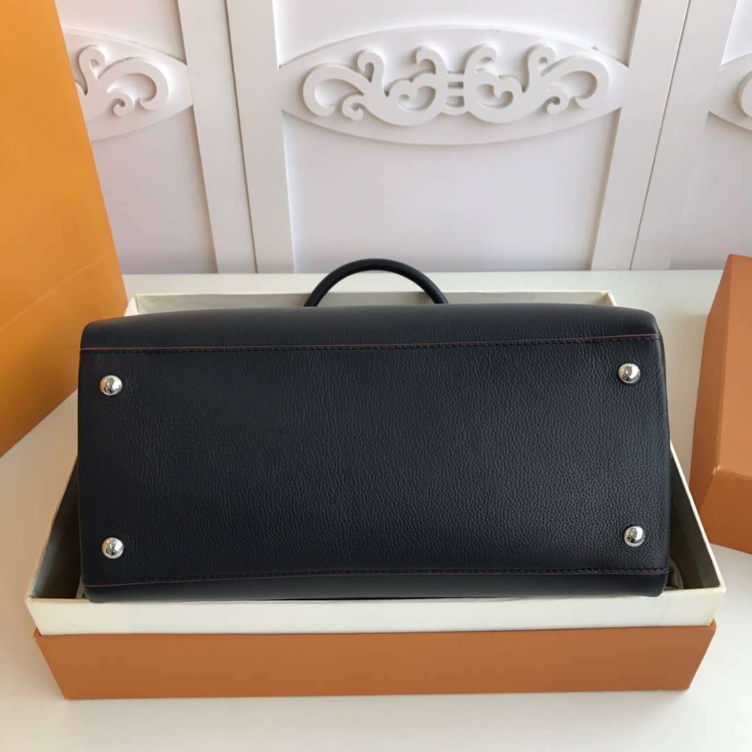 Best Replica Louis Vuitton Lockmeto Leather Tote Replica Black M54569 - Colareps