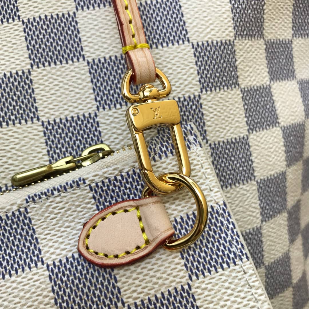 Best Replica Louis Vuitton Neverfull MM Damier Azur Bag Replica White N40995 - Colareps