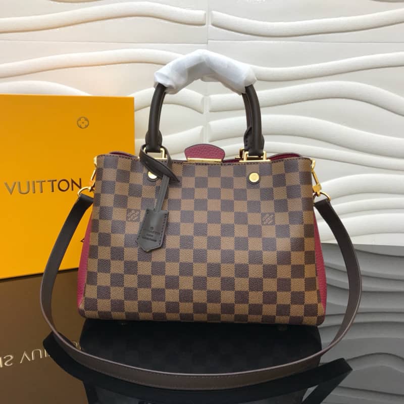 Best Replica Louis Vuitton Damier Ebene Canvas Brittany Bag Replica Red M41674 - Colareps