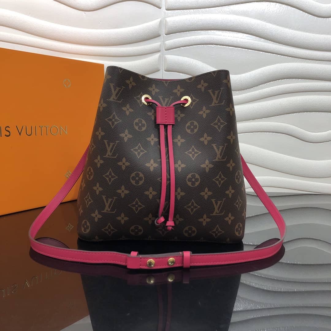Best Replica Louis Vuitton Neonoe Replica Bucket Bag Brown Pink Red M44020 - Colareps