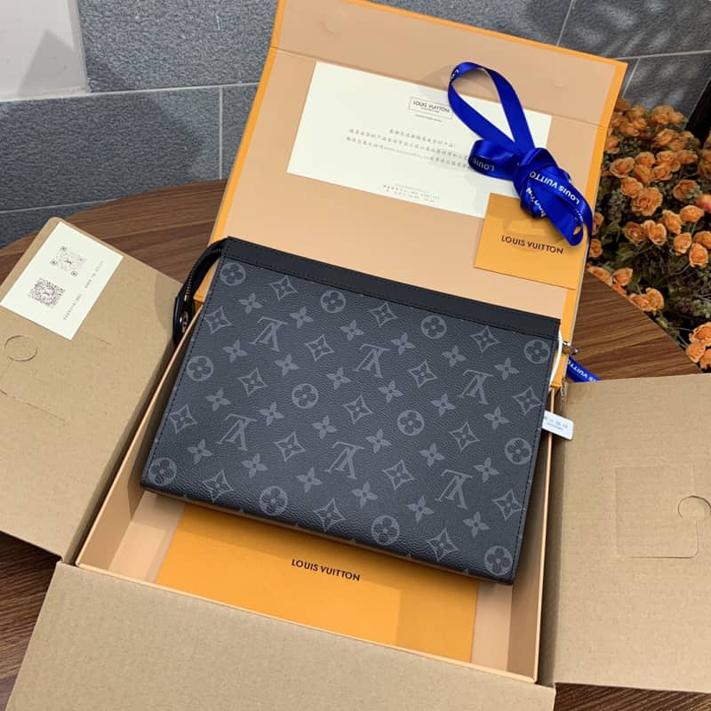 Best Replica Louis Vuitton Monogram Eclipse Replica Pochette Voyage Black M61692 - Colareps