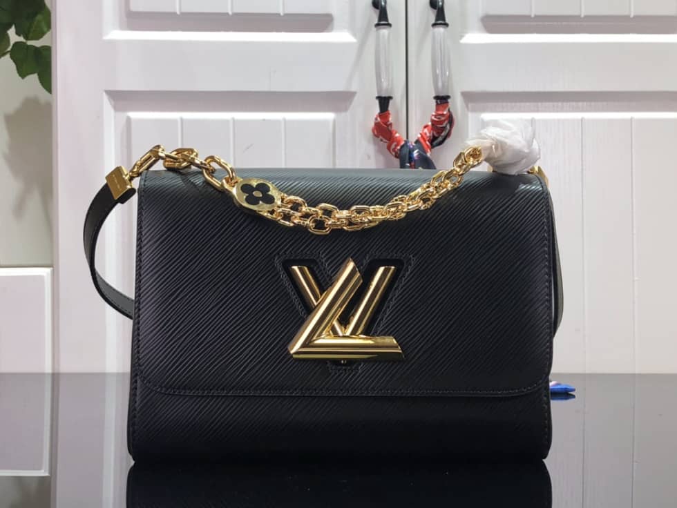 Best Replica Louis Vuitton Twist MM Epi Grained Leather Black M59402 Replica Crossbody Bag - Colareps