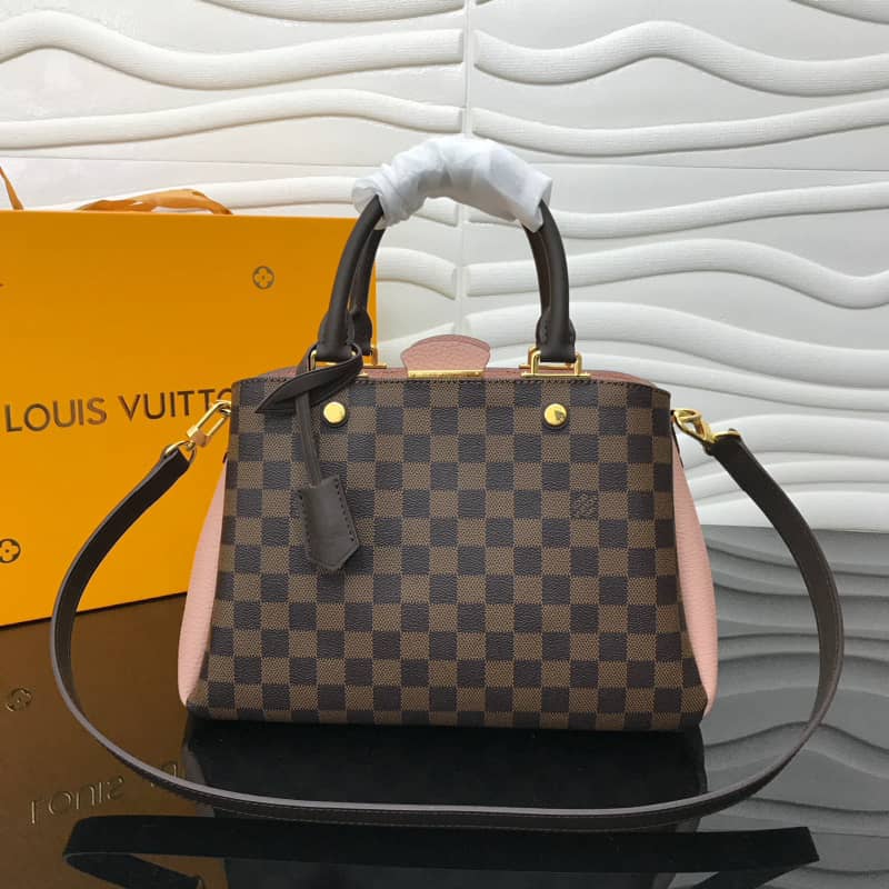 Best Replica Louis Vuitton Damier Ebene Canvas Brittany Bag Replica Pink M41674 - Colareps