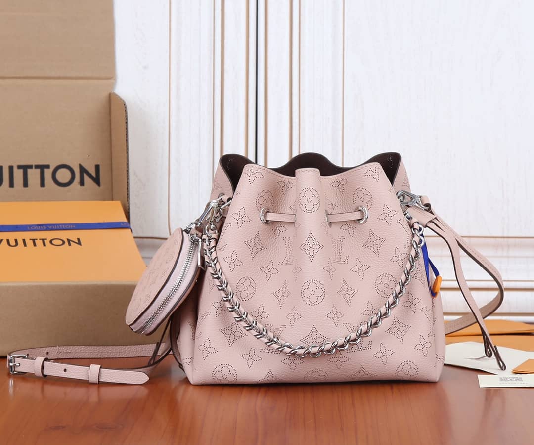 Best Replica Louis Vuitton Bella Leather Replica Shoulder Bag Pink M57070 - Colareps