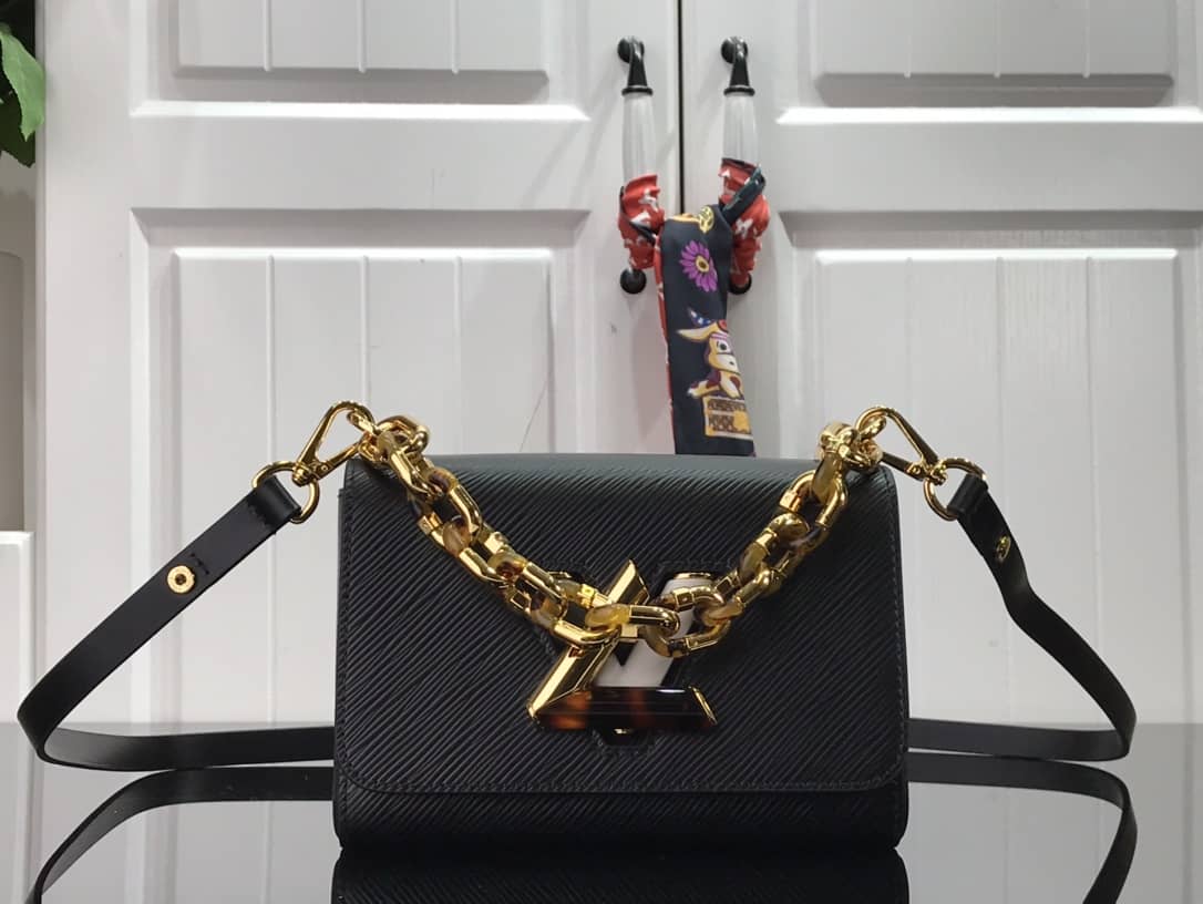 Best Replica Louis Vuitton Monogram 2Way Leather TWIST Replica Handbag Black M58526 - Colareps