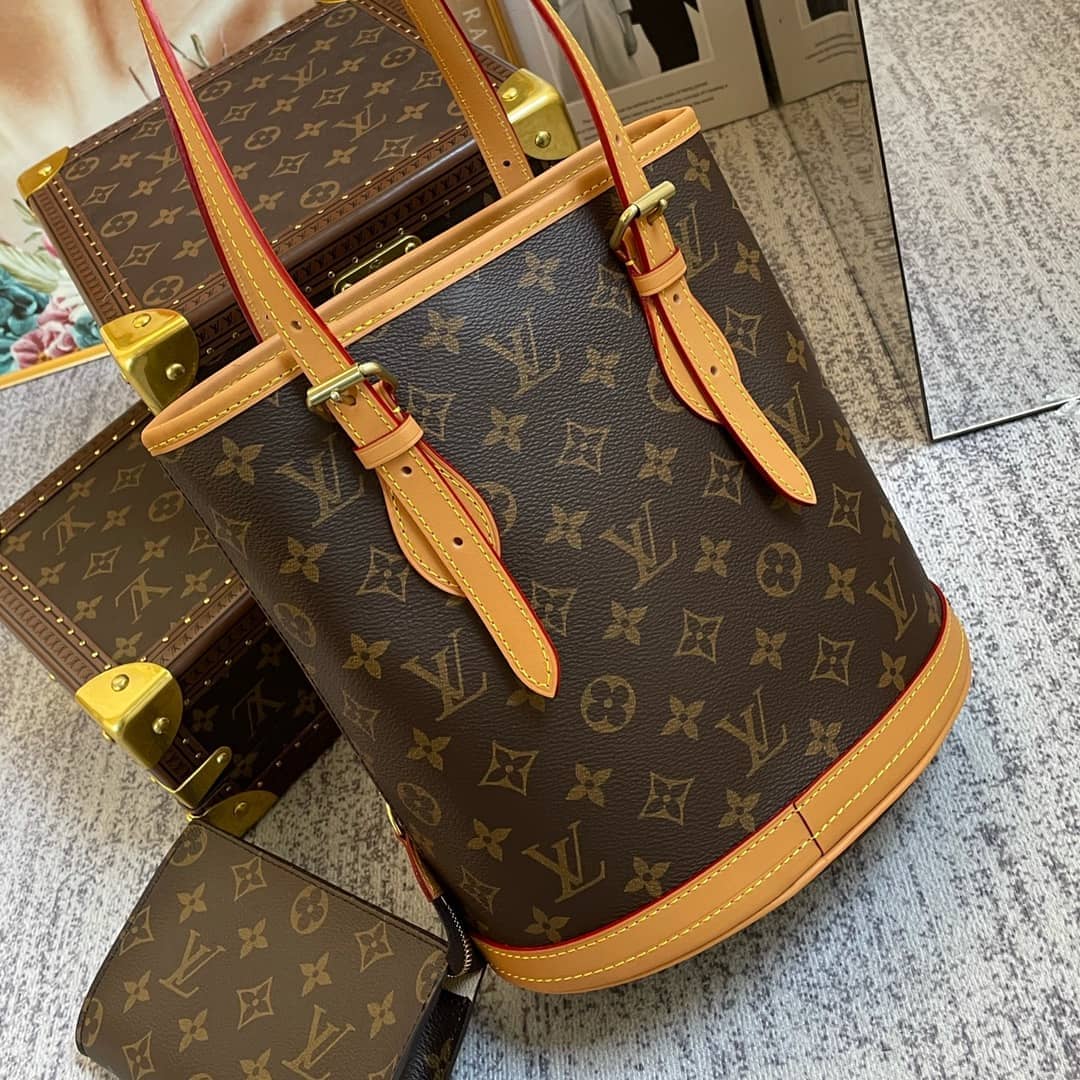 Best Replica Louis Vuitton Petit PM Monogram Canvas Brown M42238 Replica Bucket Bag - Colareps
