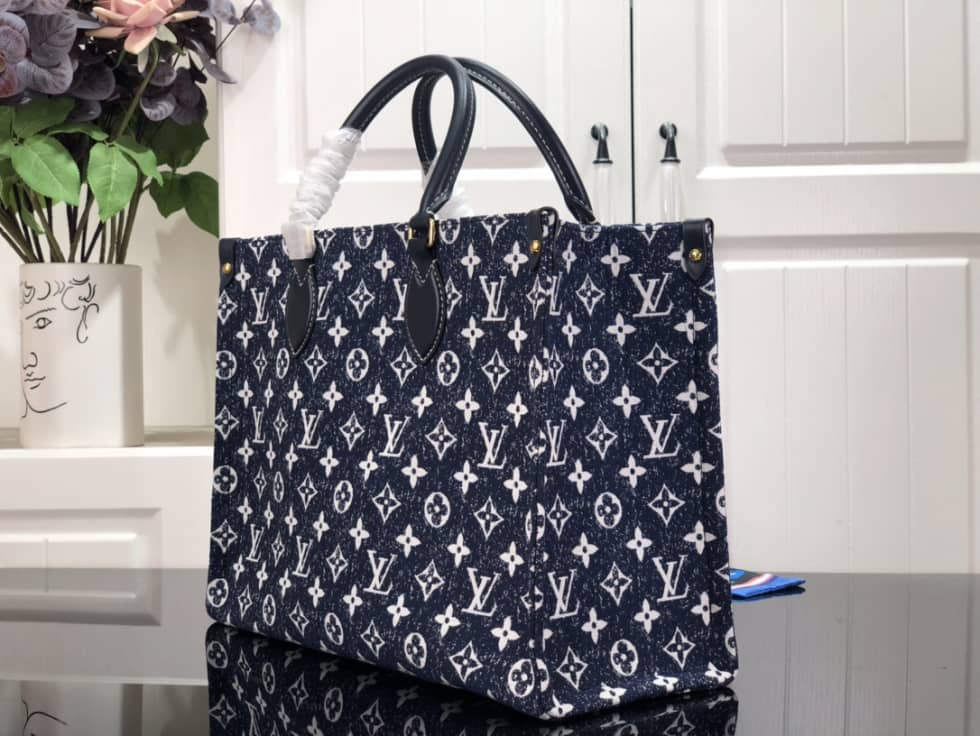 Best Replica Louis Vuitton Onthego MM Denim Leather M59608 Replica Tote - Colareps