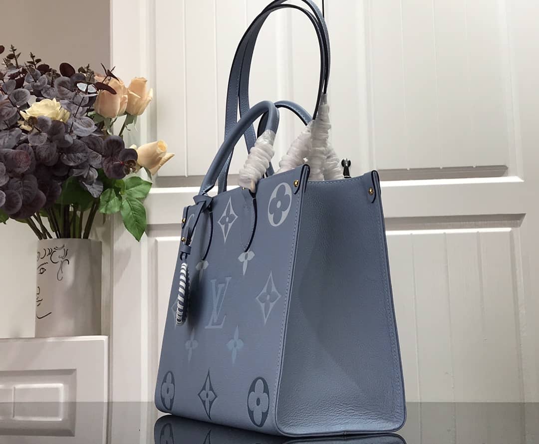 Best Replica Louis Vuitton On the Go MM Monogram Empreinte Two-way Tote Replica Blue M45717 - Colareps