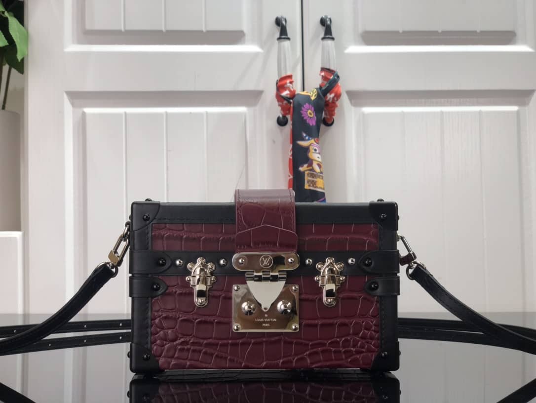 Best Replica Louis Vuitton Petite Malle Brilliant Alligator Leather Replica Handbag Red N93817 - Colareps