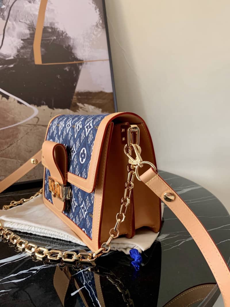 Best Replica Louis Vuitton Since 1854 Jacquard Pattern Dauphine MM Replica Shoulder Bag Blue M57211 - Colareps