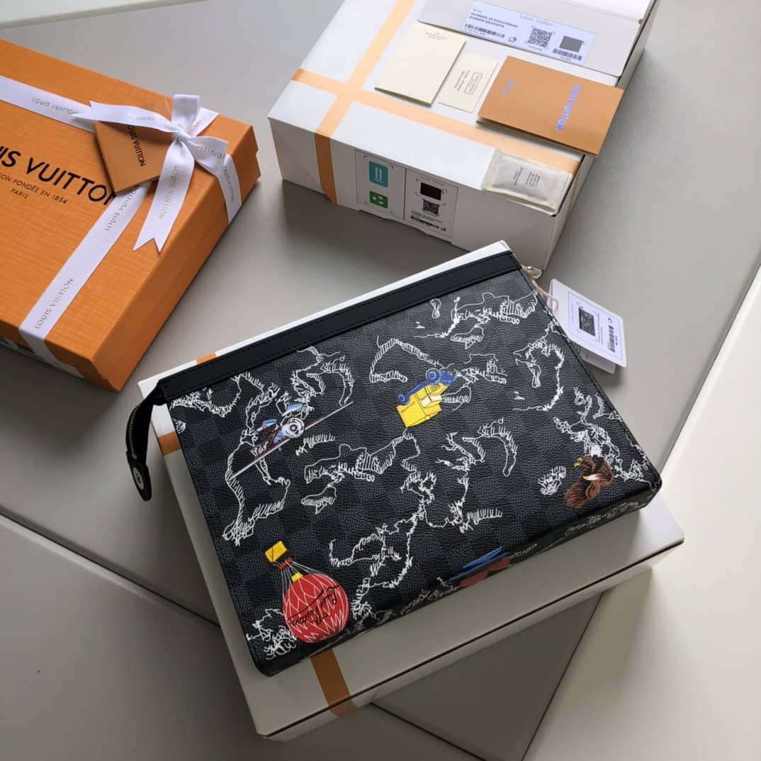 Best Replica Louis Vuitton Damier Graphite Replica Pochette Voyage MM Black N40205 - Colareps