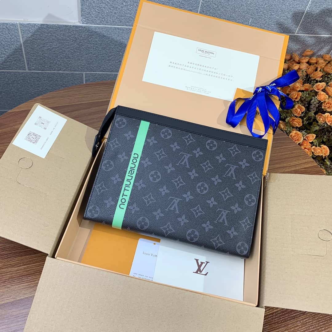 Best Replica Louis Vuitton Monogram Eclipse Canvas Replica Pochette Voyage MM Black M61692 - Colareps