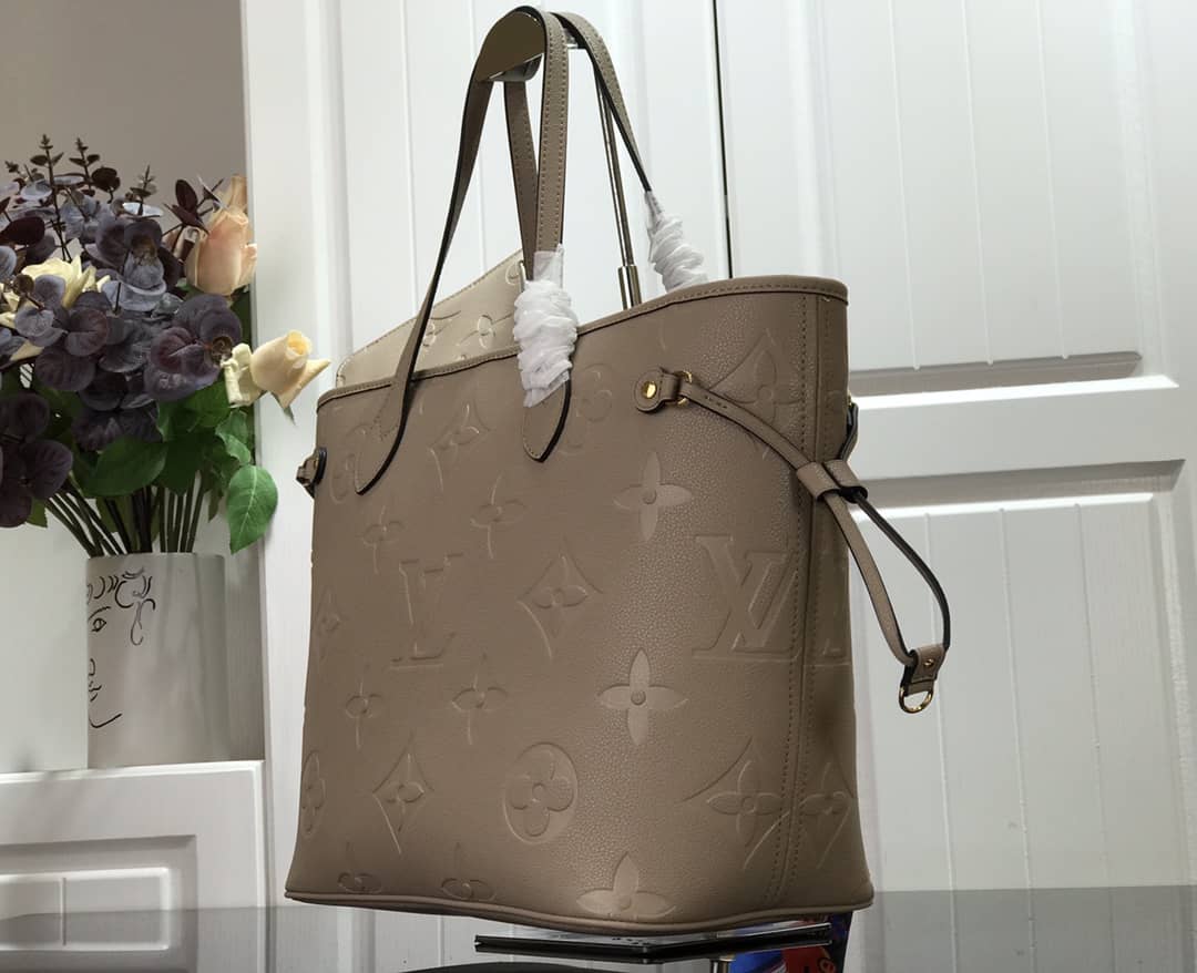 Best Replica Louis Vuitton Neverfull MM Monogram Empreinte Tourterelle Bag Replica Gray M45686 - Colareps