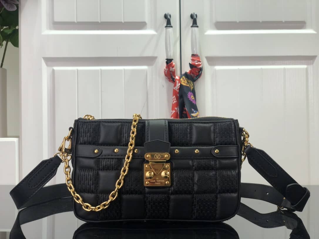Best Replica Louis Vuitton Pochette Troca Replica Shoulder Bag Black M59046 - Colareps