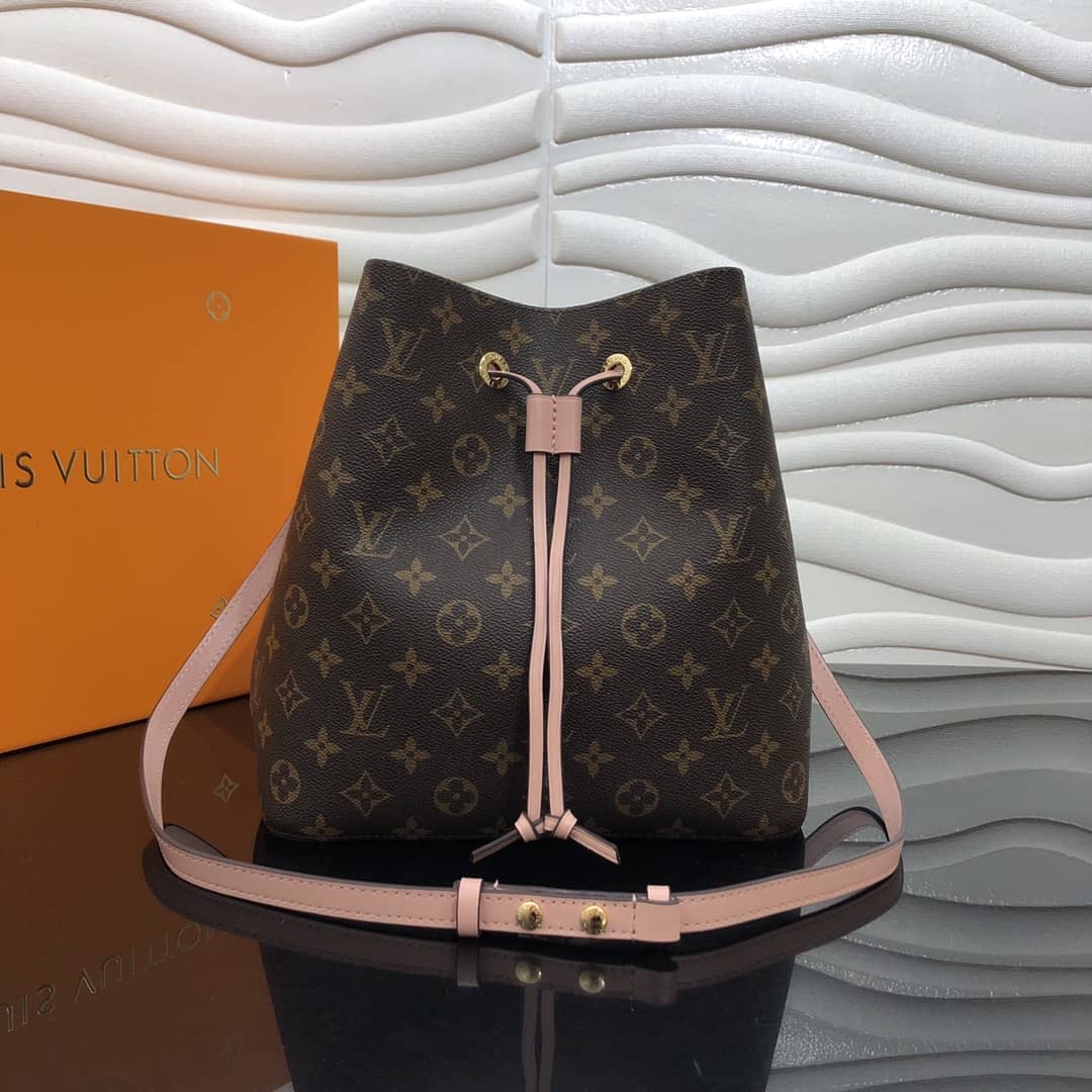 Best Replica Louis Vuitton Neonoe Replica Bucket Bag Brown Pink M44020 - Colareps