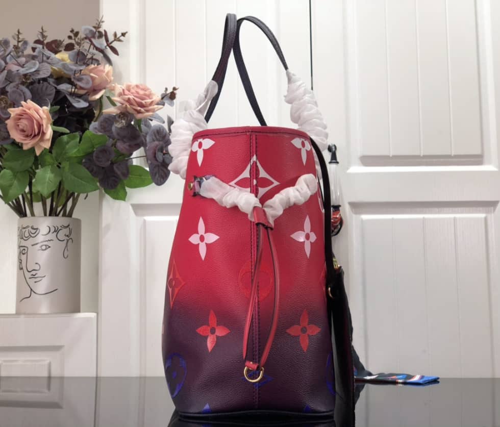 Best Replica Louis Vuitton Neverfull Dupe Leather Midnight Fuchsia M20511 - Colareps