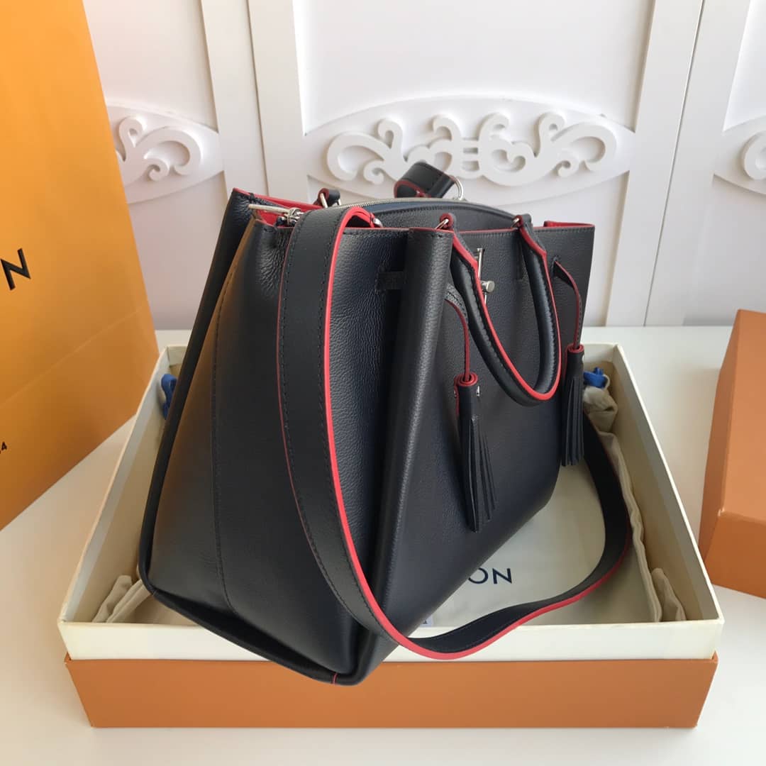 Best Replica Louis Vuitton Lockmeto Leather Tote Replica Black M54569 - Colareps