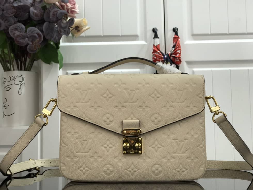 Best Replica Louis Vuitton Pochette Metis Marine Leather White M44071 Replica Shoulder Bag - Colareps