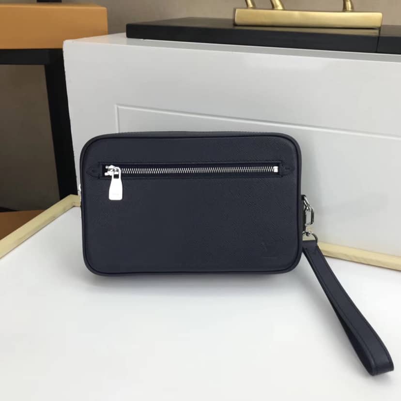 Best Replica Louis Vuitton Kasai Taiga Leather Canvas Replica Clutch Blue M33410 - Colareps