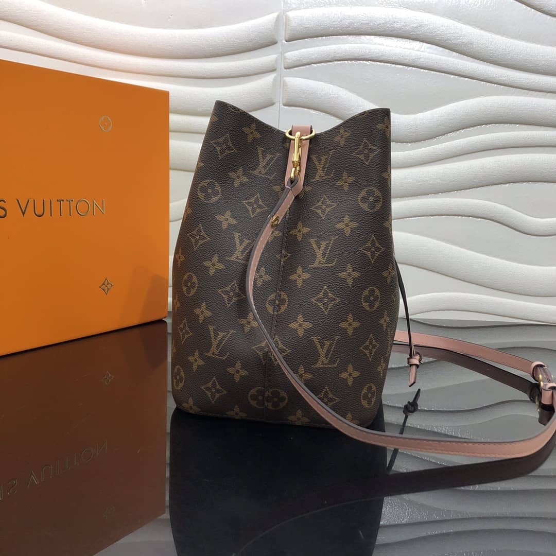 Best Replica Louis Vuitton Neonoe Replica Bucket Bag Brown Pink M44020 - Colareps