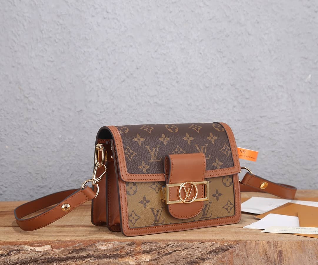Best Replica Louis Vuitton Dauphine Mini Monogram Replica Crossbody Bag Brown M44580 - Colareps